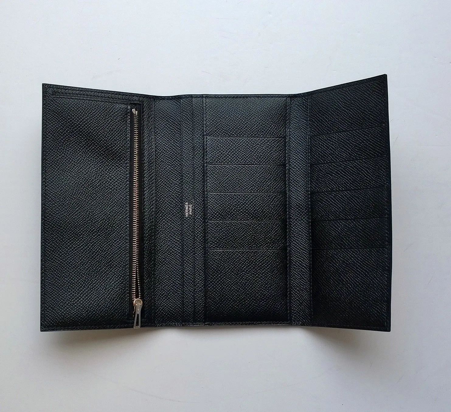 Hermès Bearn Tri Fold Black Wallet