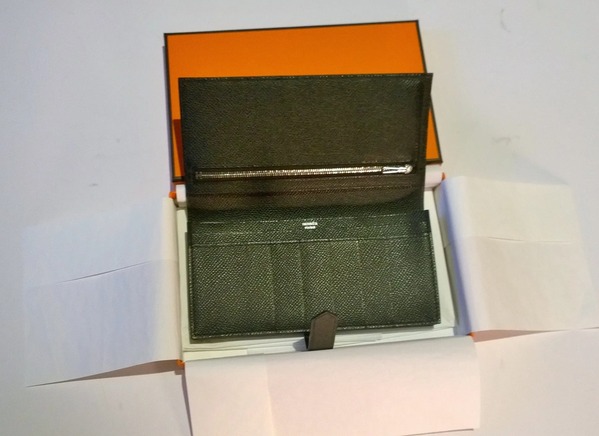 Hermès Bearn Wallet Black Leather Soufflet Veau Epsom Noir Purse Bi-fold New Portefeuille