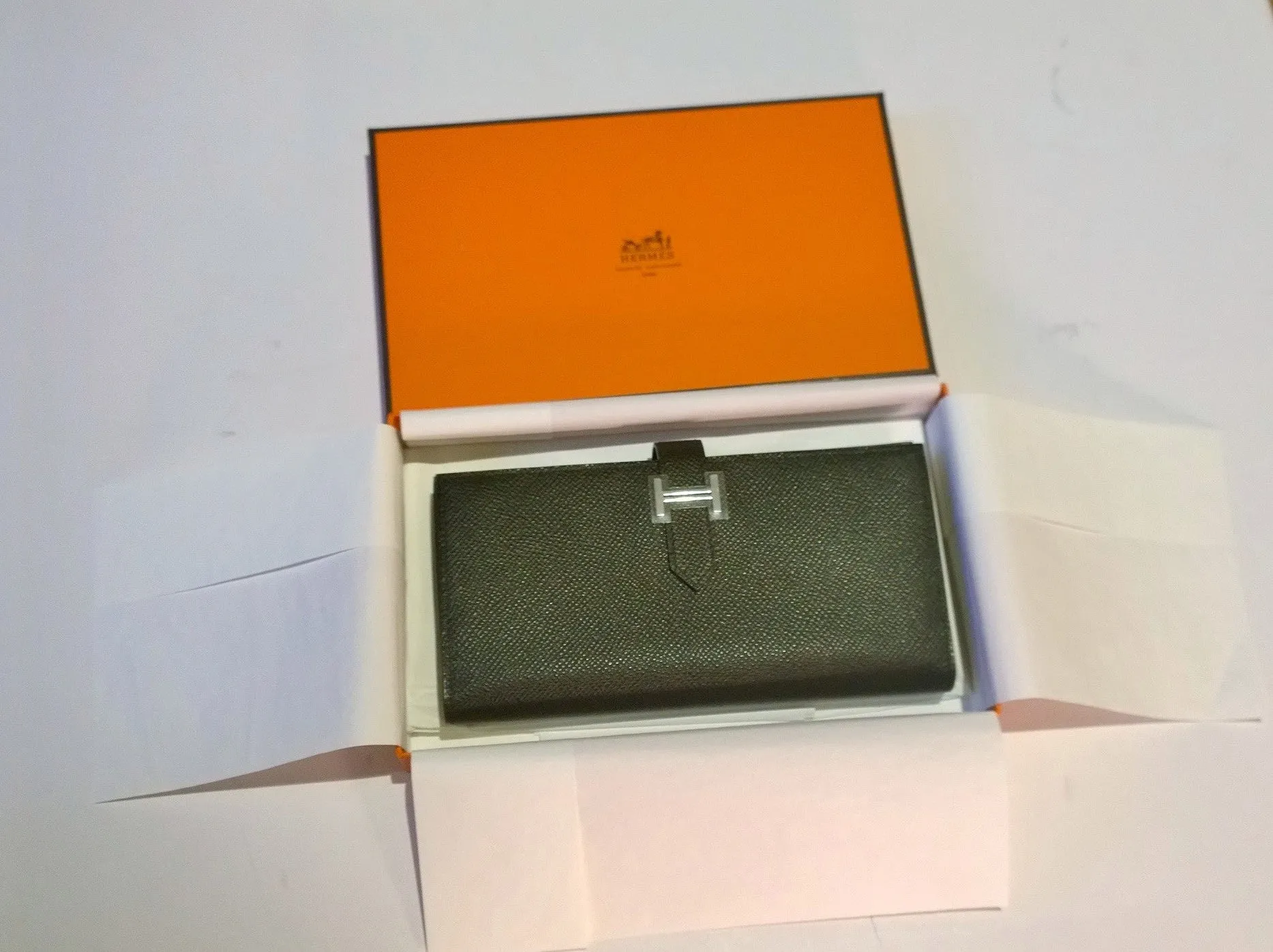 Hermès Bearn Wallet Black Leather Soufflet Veau Epsom Noir Purse Bi-fold New Portefeuille