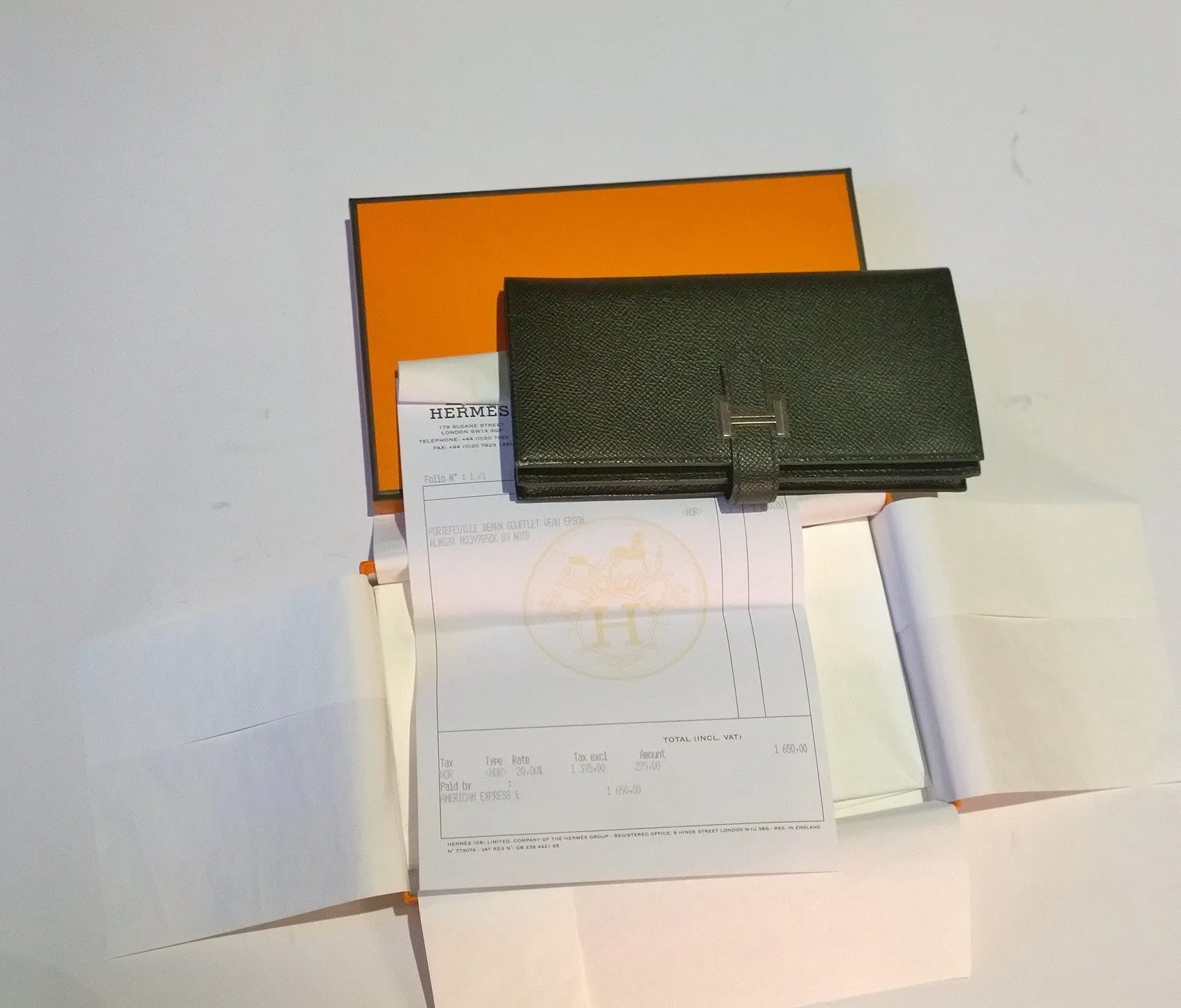 Hermès Bearn Wallet Black Leather Soufflet Veau Epsom Noir Purse Bi-fold New Portefeuille