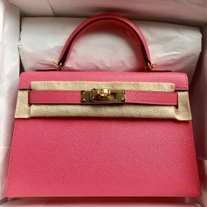 Hermès Kelly 20 Rose Azalee Sellier Epsom Gold Hardware GHW