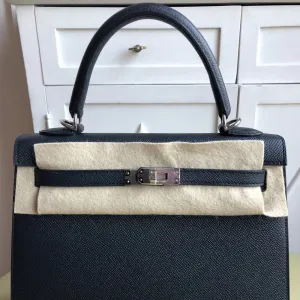 Hermès Kelly 25 Bleu Indigo Sellier Epsom Palladium Hardware PHW