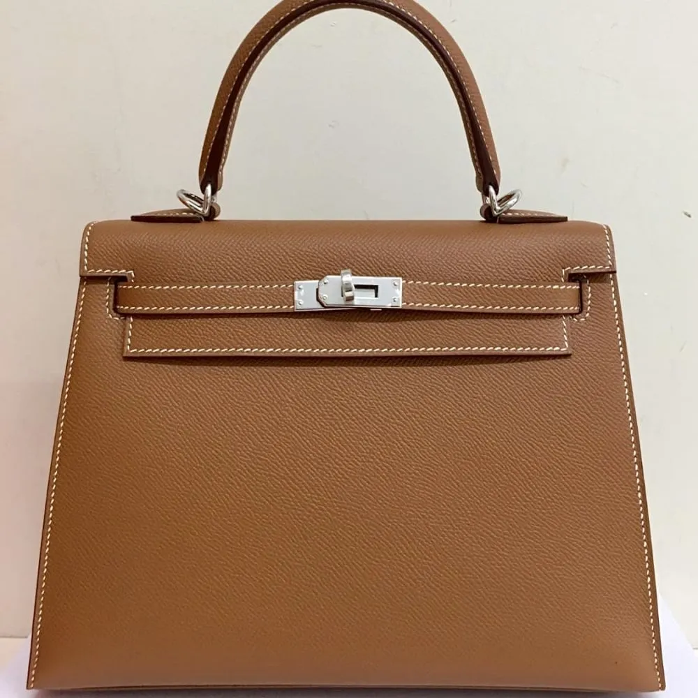 Hermès Kelly 25 Gold Sellier Epsom Palladium Hardware PHW
