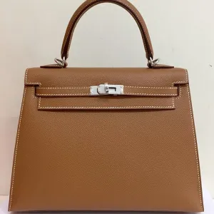 Hermès Kelly 25 Gold Sellier Epsom Palladium Hardware PHW