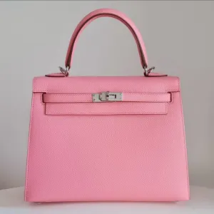 Hermès Kelly 25 Rose Confetti Sellier Epsom Palladium Hardware PHW
