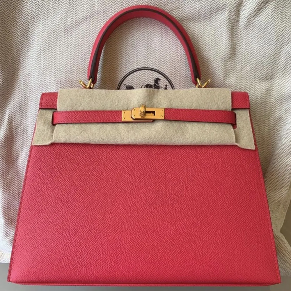 Hermès Kelly 25 Rose Extreme Sellier Epsom Gold Hardware GHW