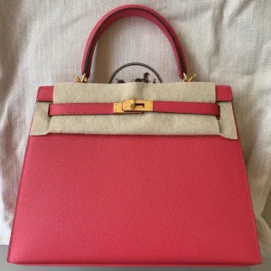 Hermès Kelly 25 Rose Extreme Sellier Epsom Gold Hardware GHW