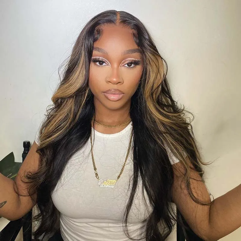 Highlight #30 Color Body Wave 13x4 Lace High Density Free Part Human Hair Wig