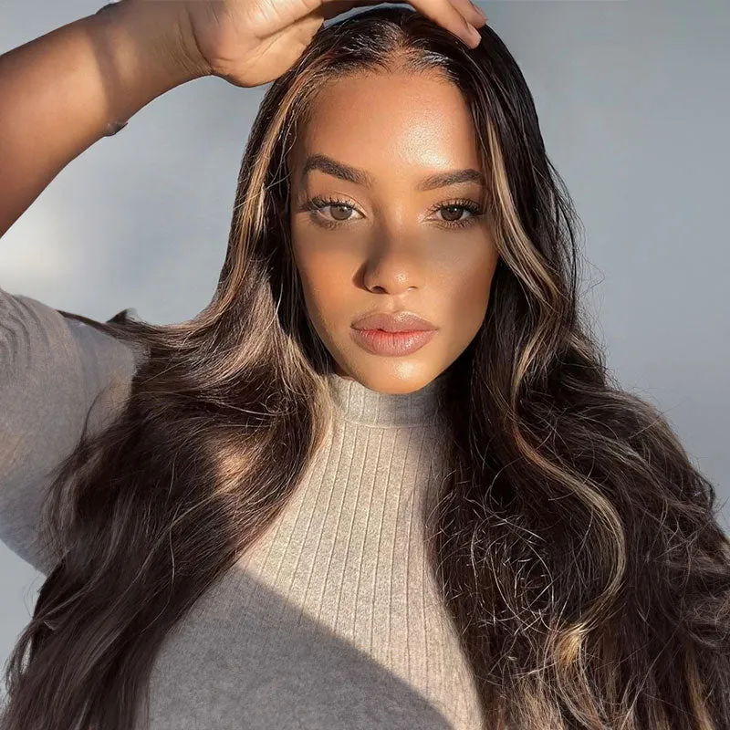 Highlight #30 Color Body Wave 13x4 Lace High Density Free Part Human Hair Wig