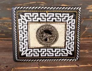 HORSE caballo WESTERN EMBROIDERED leather bi fold wallet