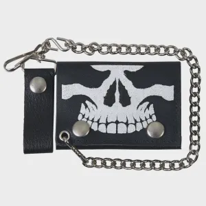 Hot Leathers - Skull Black Leather Wallet w/Chain