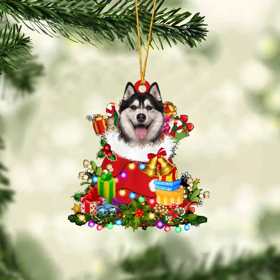 Husky-Christmas Bag Gift-Two Sided Ornament
