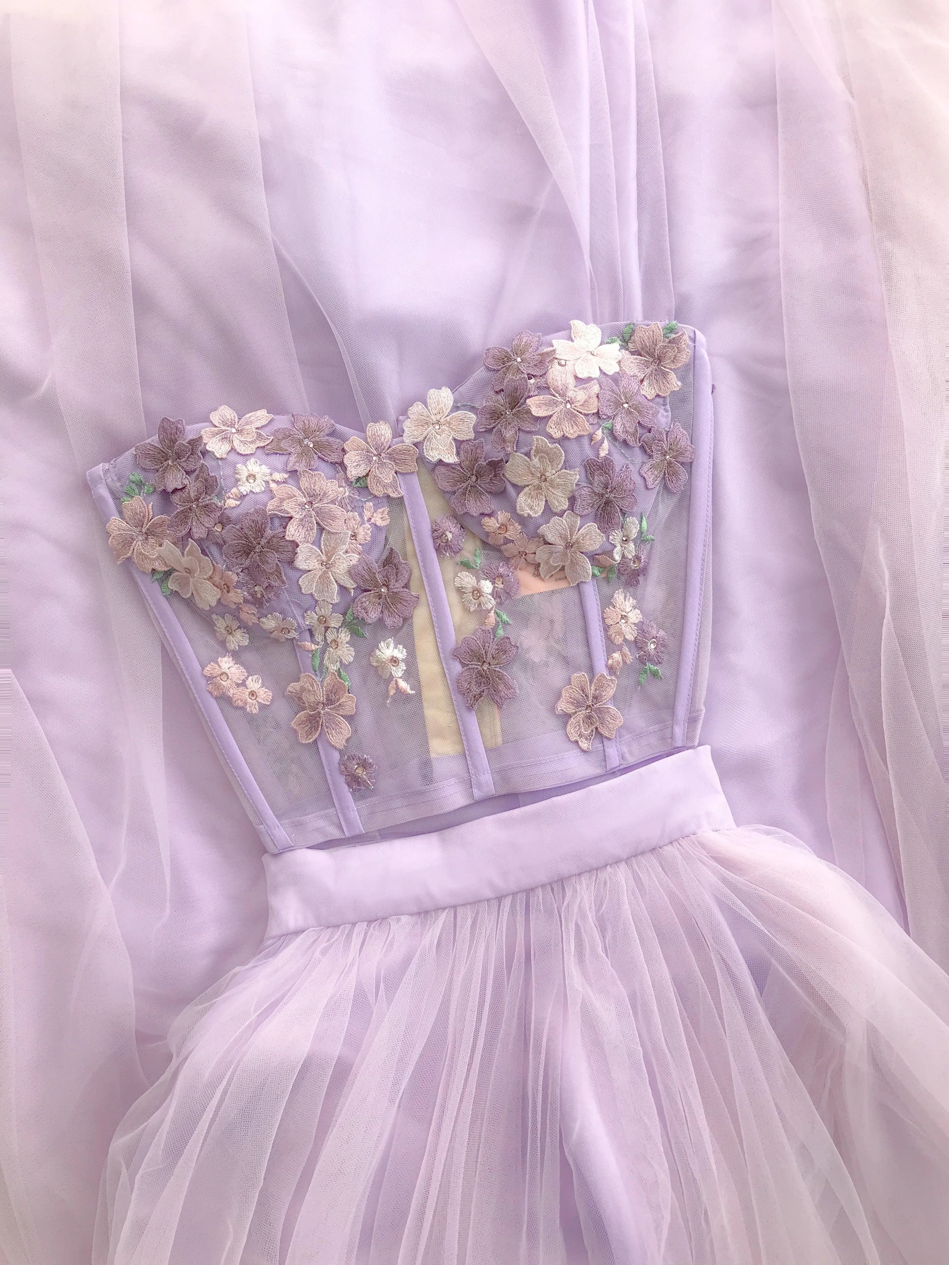 Hydrangea Bustier Set and Tulle Skirt