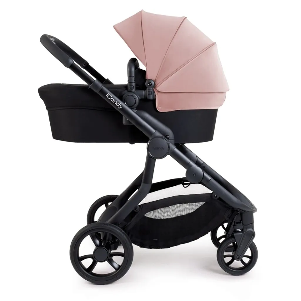 ICANDY Orange 4 Double Pushchair Bundle with Second Seat Fabric - Jet (Rose)