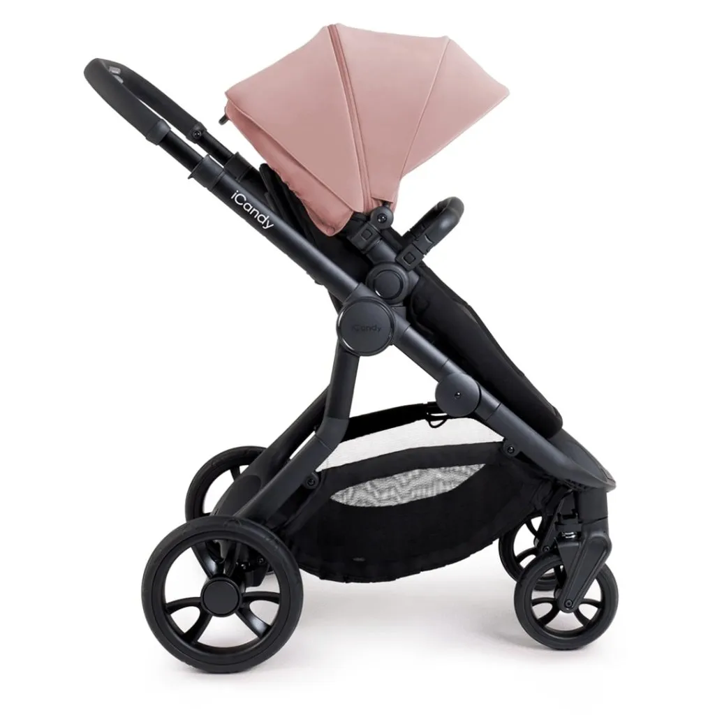 ICANDY Orange 4 Double Pushchair Bundle with Second Seat Fabric - Jet (Rose)