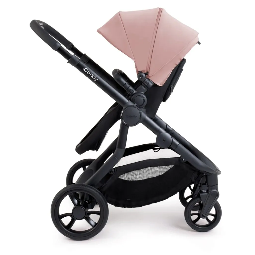 ICANDY Orange 4 Double Pushchair Bundle with Second Seat Fabric - Jet (Rose)
