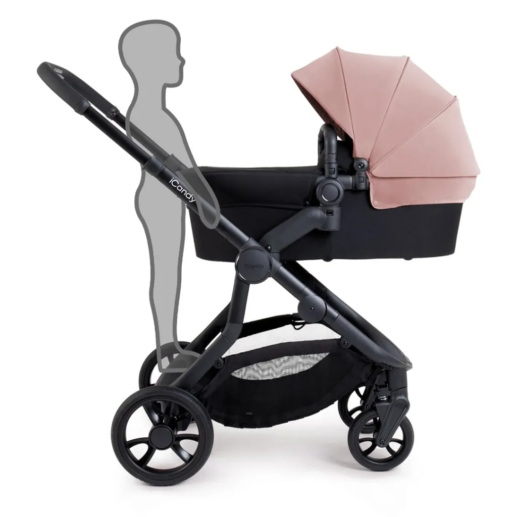 ICANDY Orange 4 Double Pushchair Bundle with Second Seat Fabric - Jet (Rose)
