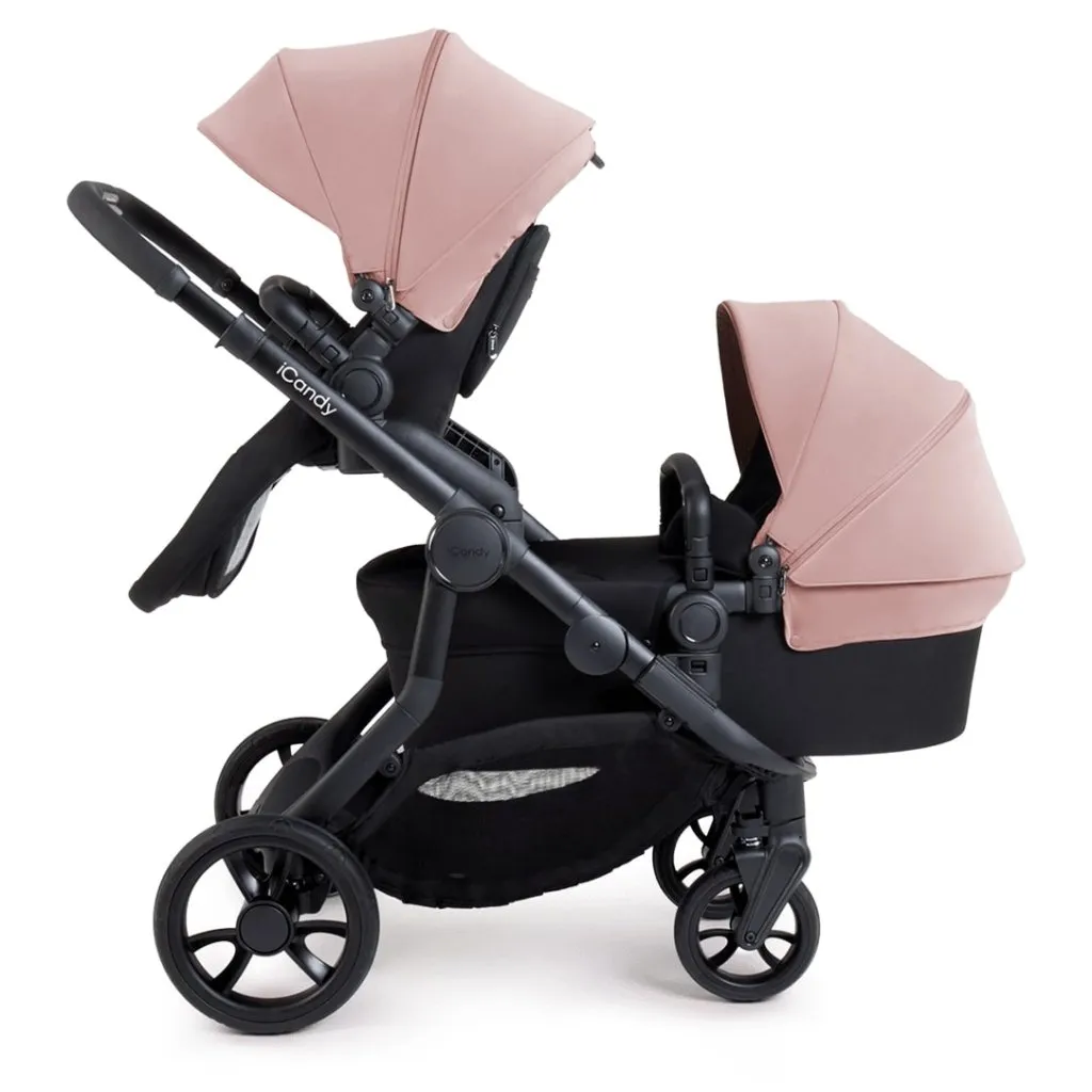 ICANDY Orange 4 Double Pushchair Bundle with Second Seat Fabric - Jet (Rose)