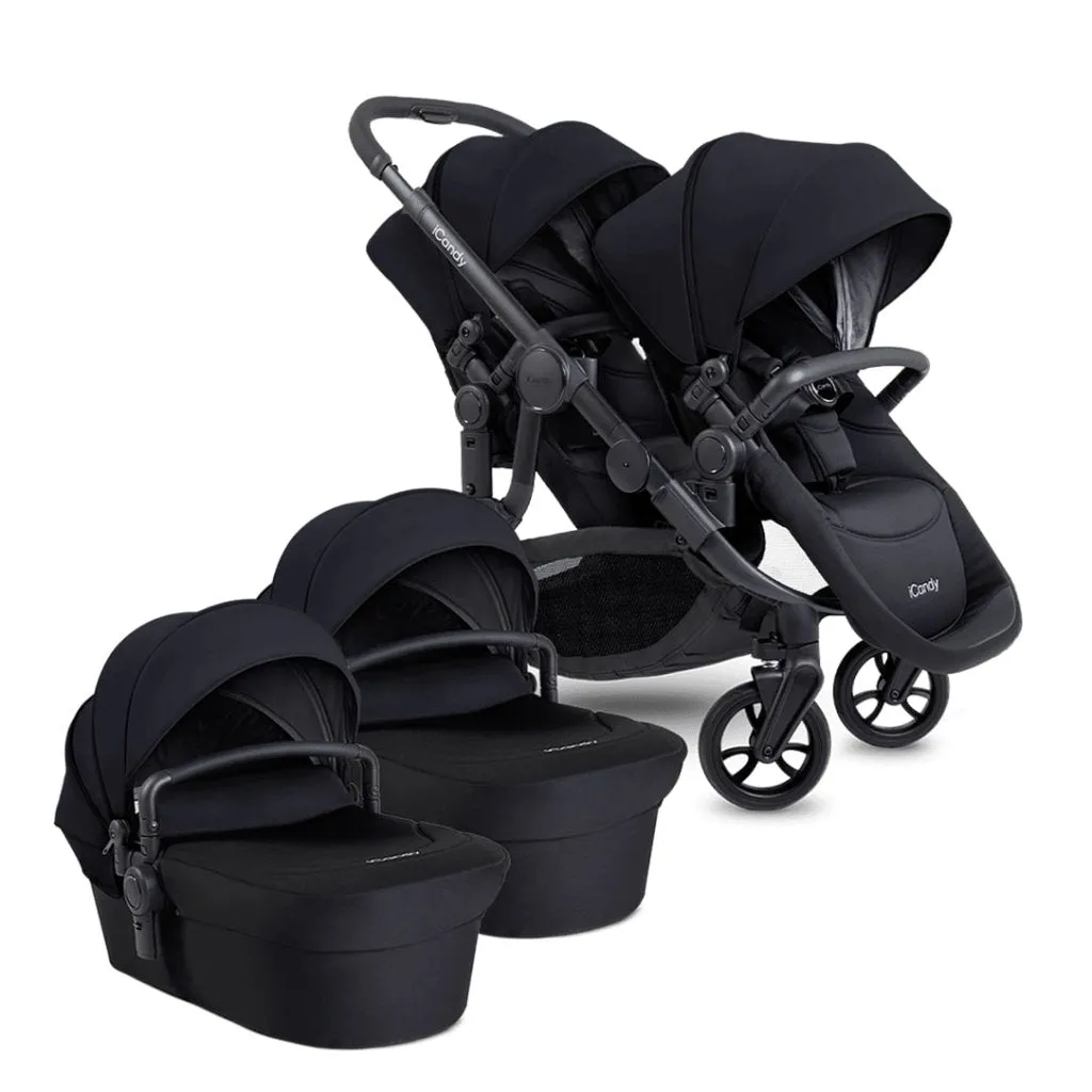 ICANDY Orange 4 Twin Complete Pushchair Bundle - Jet (Black Edition)