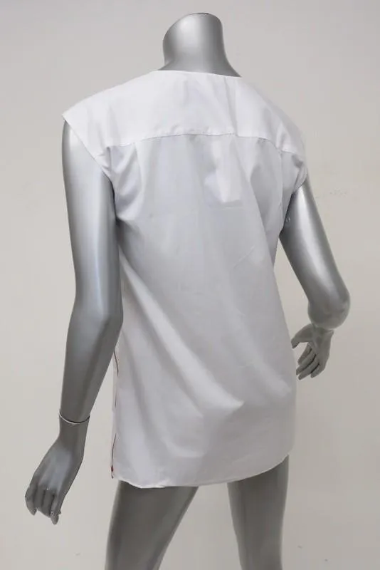 J.Crew Sleeveless Side-Zip Top White Cotton Blouse Size 2 Tall Style C2039 NEW