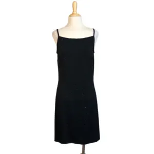 JESSICA MCCLINTOCK Gunne Sax Jr. 7/8 Black Spaghetti Strap Beaded Low Back Dress