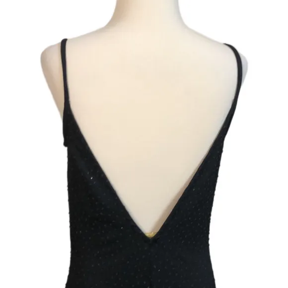 JESSICA MCCLINTOCK Gunne Sax Jr. 7/8 Black Spaghetti Strap Beaded Low Back Dress