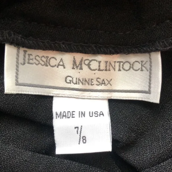 JESSICA MCCLINTOCK Gunne Sax Jr. 7/8 Black Spaghetti Strap Beaded Low Back Dress