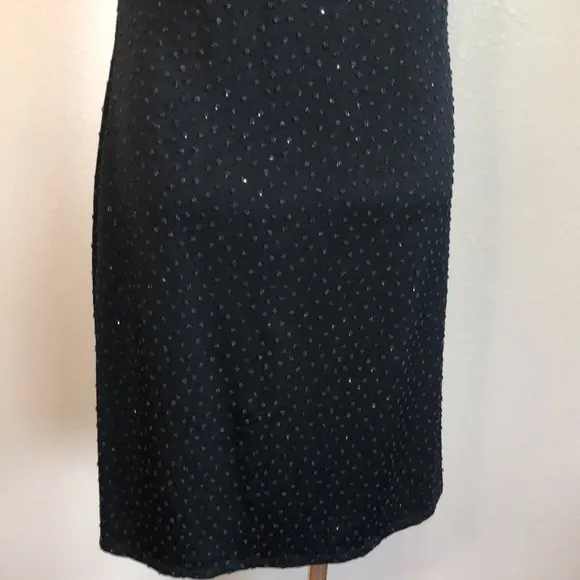 JESSICA MCCLINTOCK Gunne Sax Jr. 7/8 Black Spaghetti Strap Beaded Low Back Dress