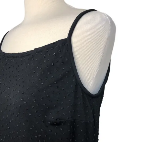 JESSICA MCCLINTOCK Gunne Sax Jr. 7/8 Black Spaghetti Strap Beaded Low Back Dress