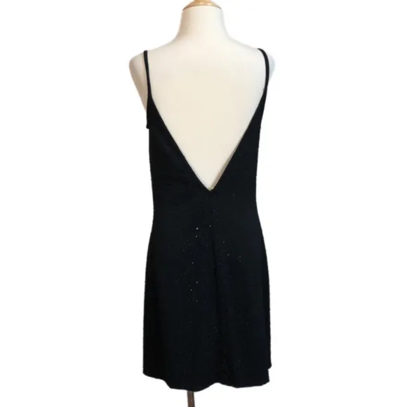 JESSICA MCCLINTOCK Gunne Sax Jr. 7/8 Black Spaghetti Strap Beaded Low Back Dress