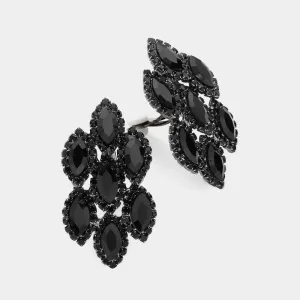 Jet Black Marquise Stone Clip On Pageant Earrings | Prom Earrings | 620003