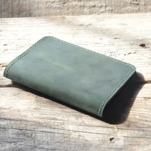 JJNUSA Bifold Wallet, Men's Minimalist Card Holder Distressed Leather Wallet  Green