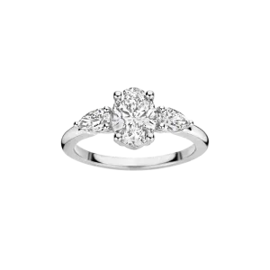 Joan Ring 1.23ct Oval and 0.3ct Pear White Gold