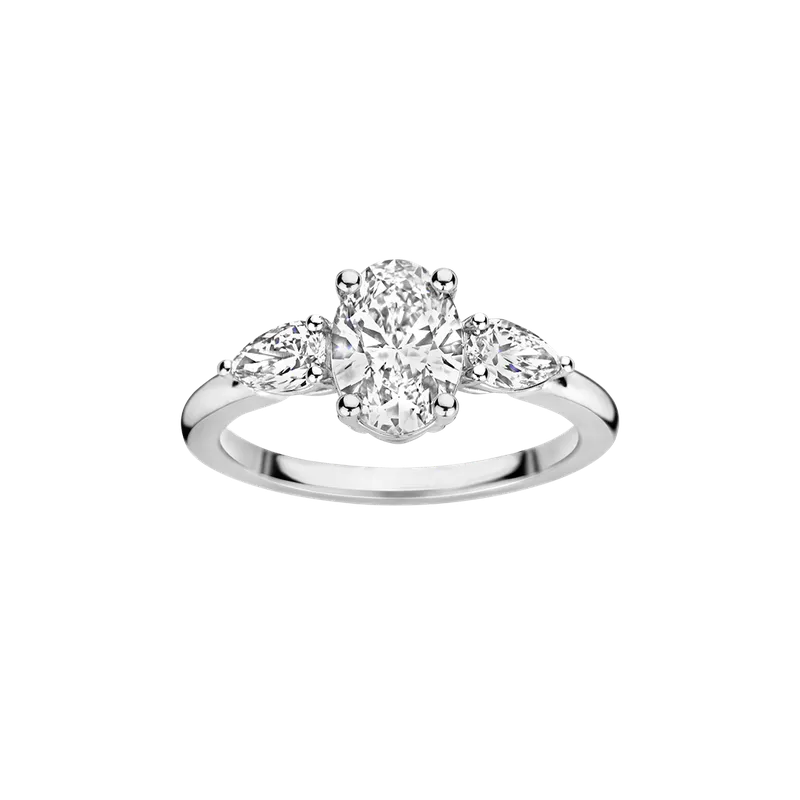 Joan Ring 1.23ct Oval and 0.3ct Pear White Gold