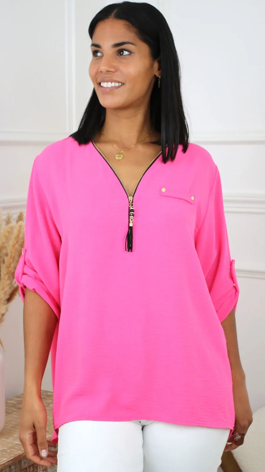 Jocasta Rose Zip Detail Top