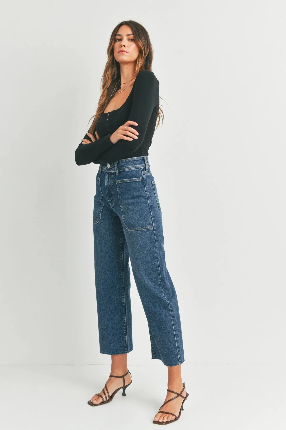 Just Black | Utility Wide Leg Jean {Dark Wash}