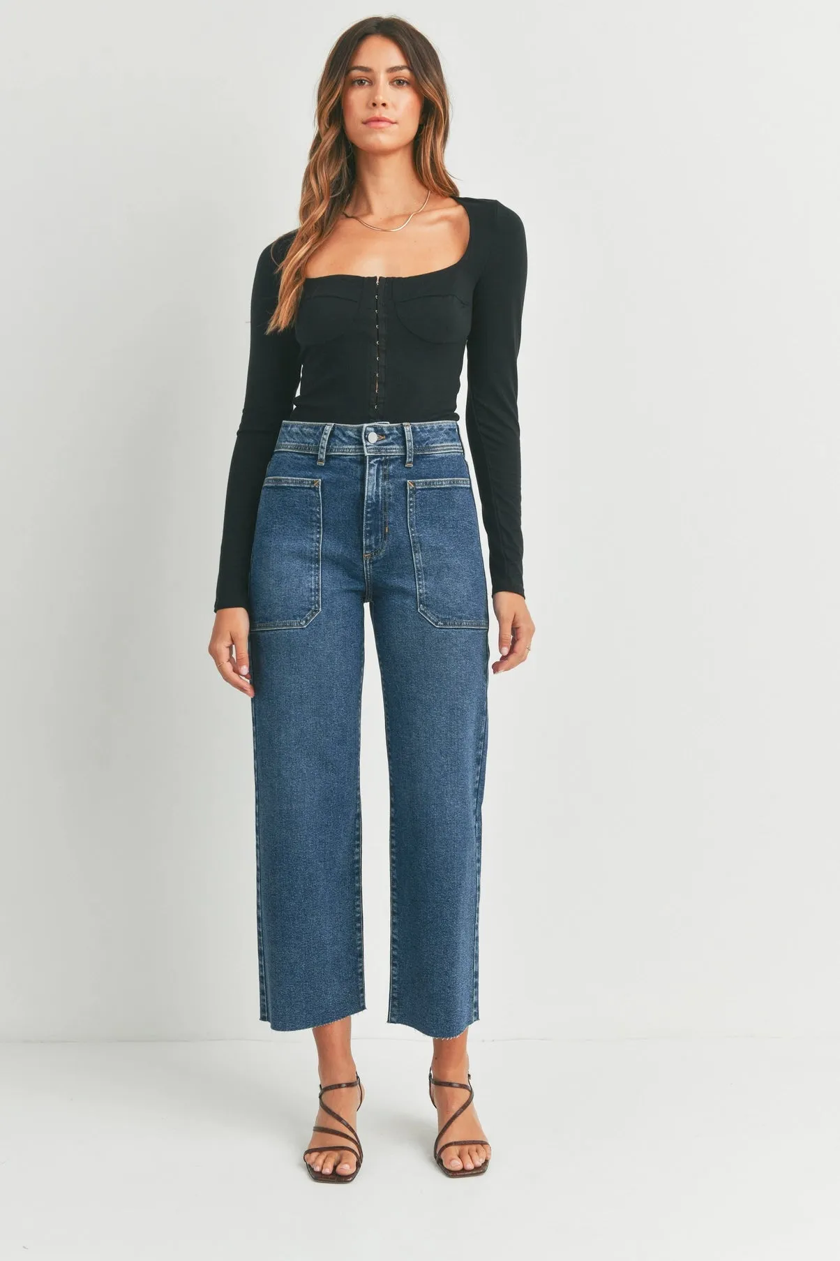 Just Black | Utility Wide Leg Jean {Dark Wash}