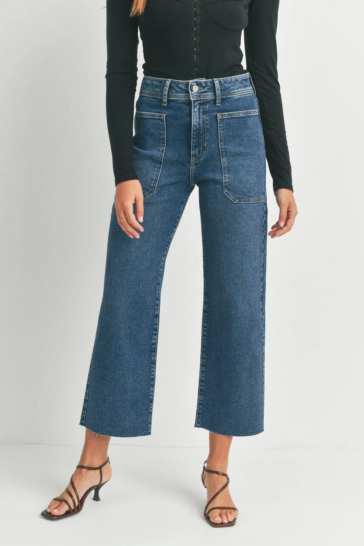 Just Black | Utility Wide Leg Jean {Dark Wash}