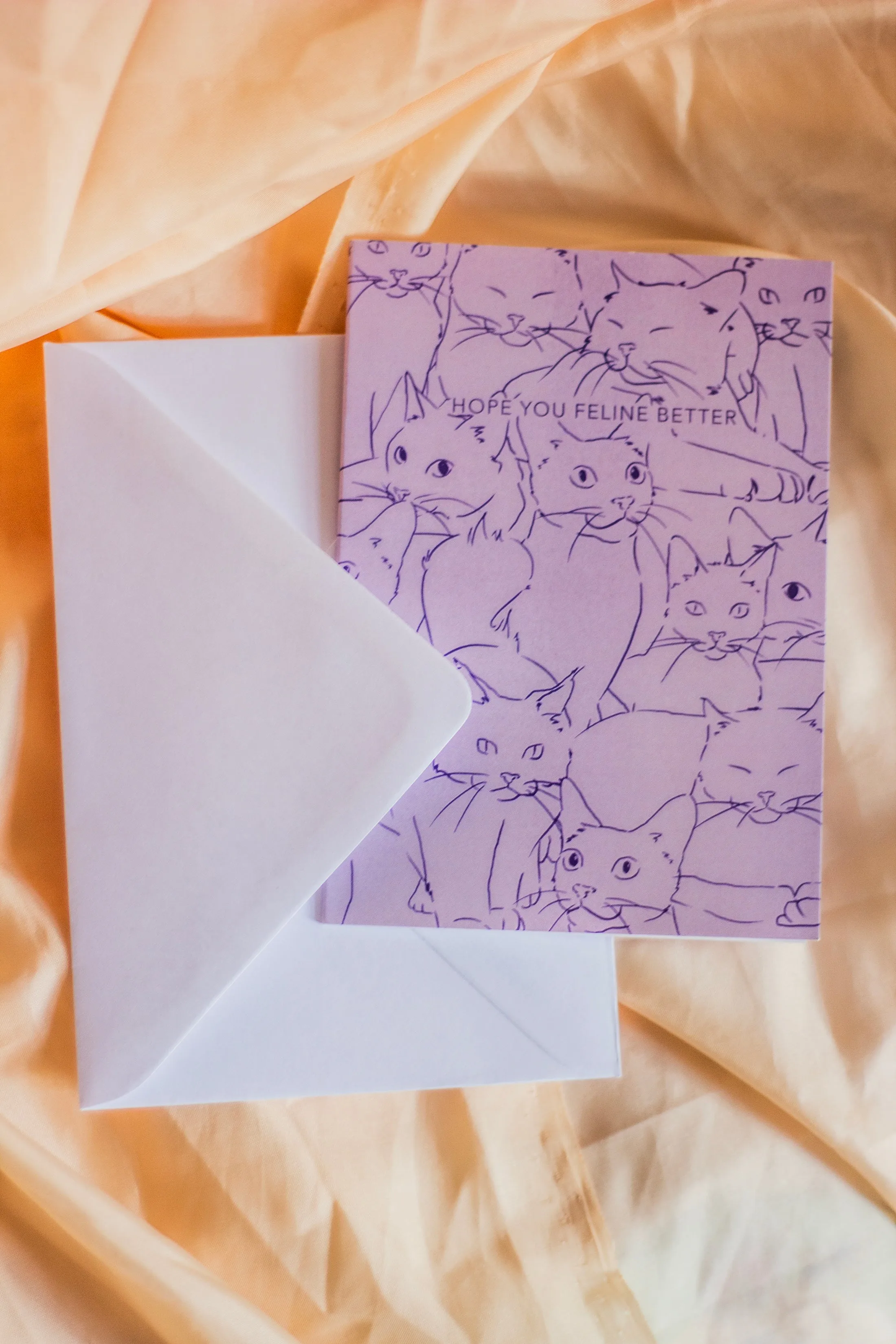 Juu Illustration Cat Get Well Soon Card with Envelope