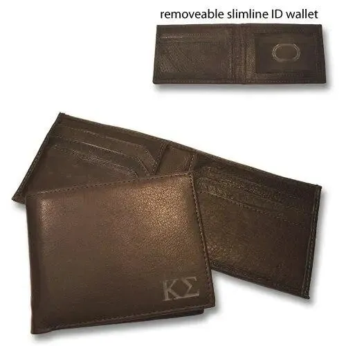 Kappa Sig Brown Bi-Fold Greek Letter Wallet