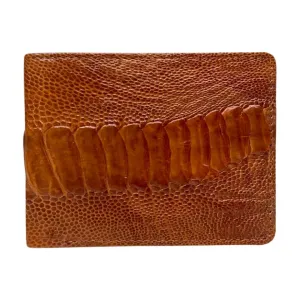 Kashani Cognac Ostrich Leg Bi-Fold Wallet