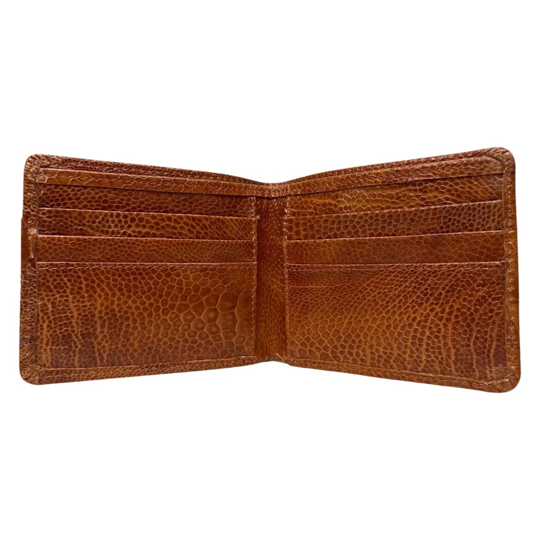Kashani Cognac Ostrich Leg Bi-Fold Wallet