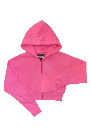 KATIEJ NYC- TWEEN DYLAN ZIP CROP HOODIE TART RASPBERRY