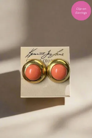 Kenneth Jay Lane Gold and Coral Clip Earrings