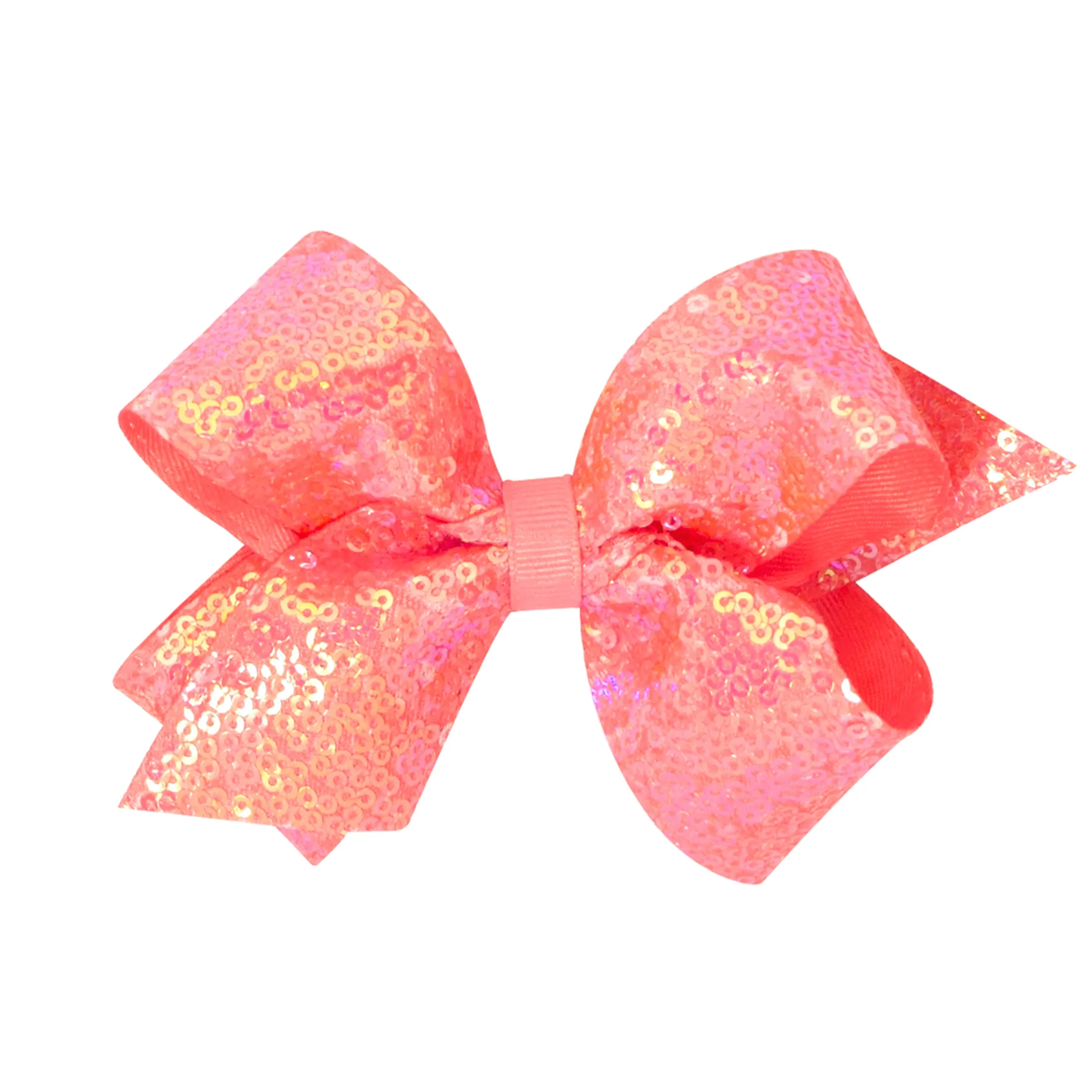 King Iridescent Sequin Hair Bow on Clippie - 12 Colors