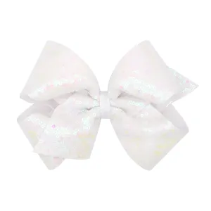 King Iridescent Sequin Hair Bow on Clippie - 12 Colors