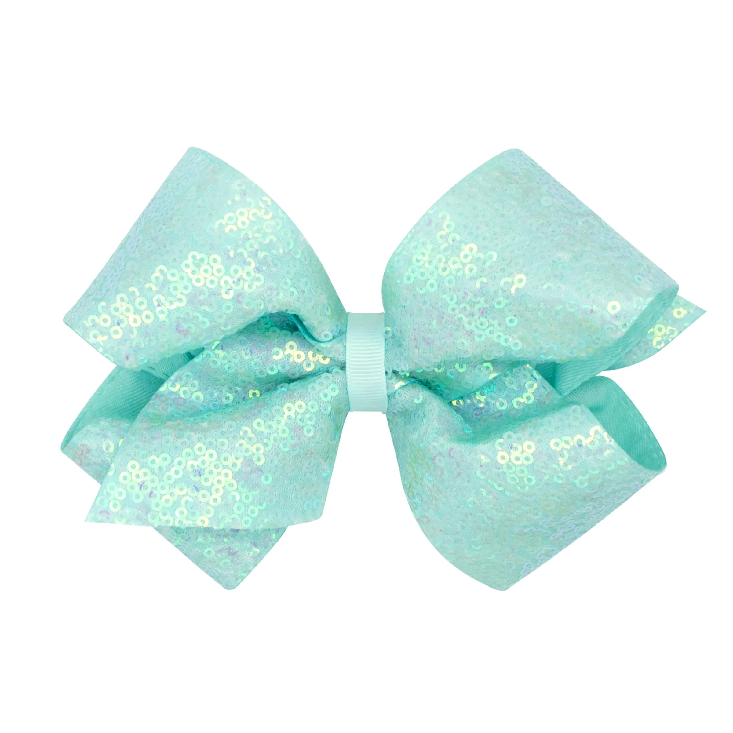 King Iridescent Sequin Hair Bow on Clippie - 12 Colors