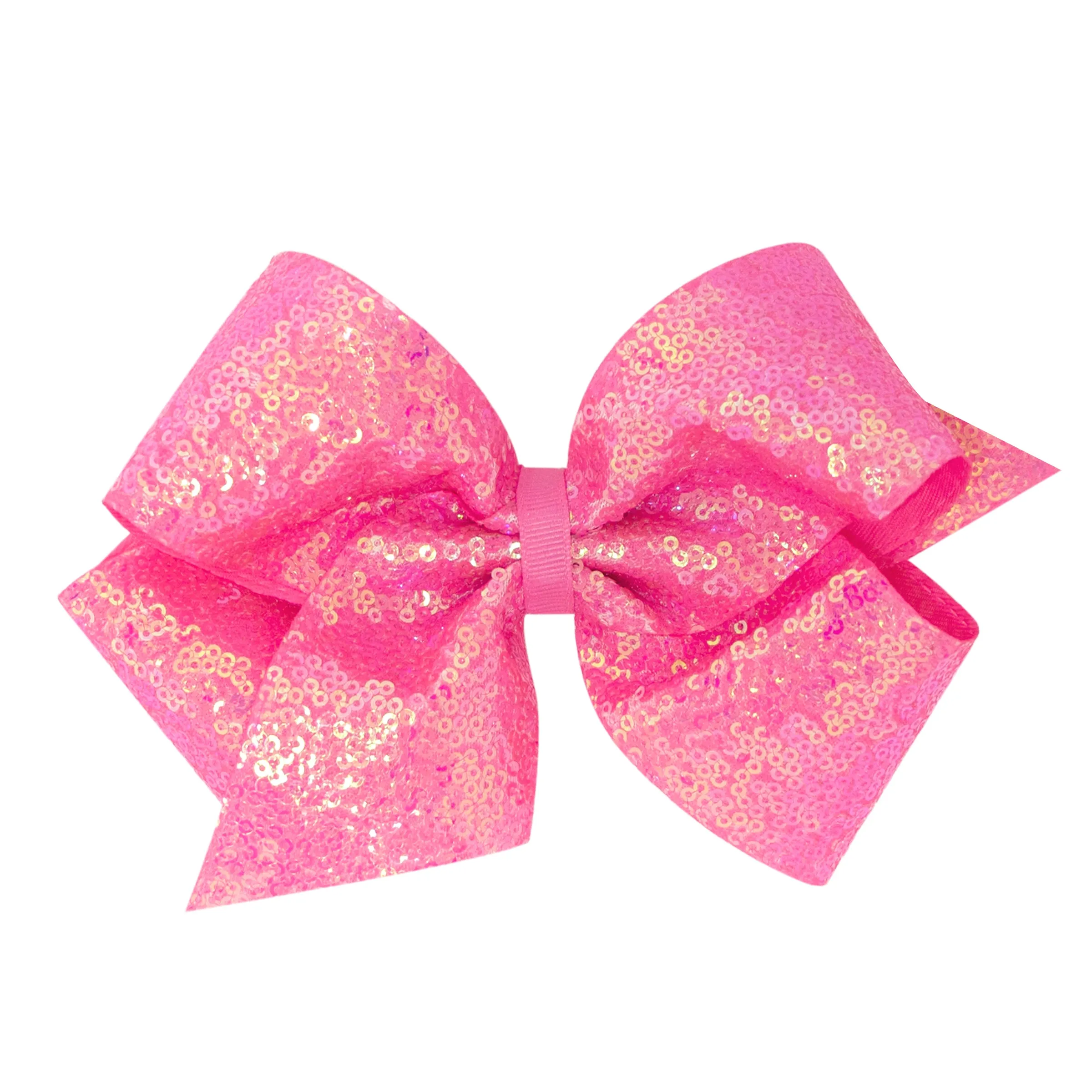 King Iridescent Sequin Hair Bow on Clippie - 12 Colors