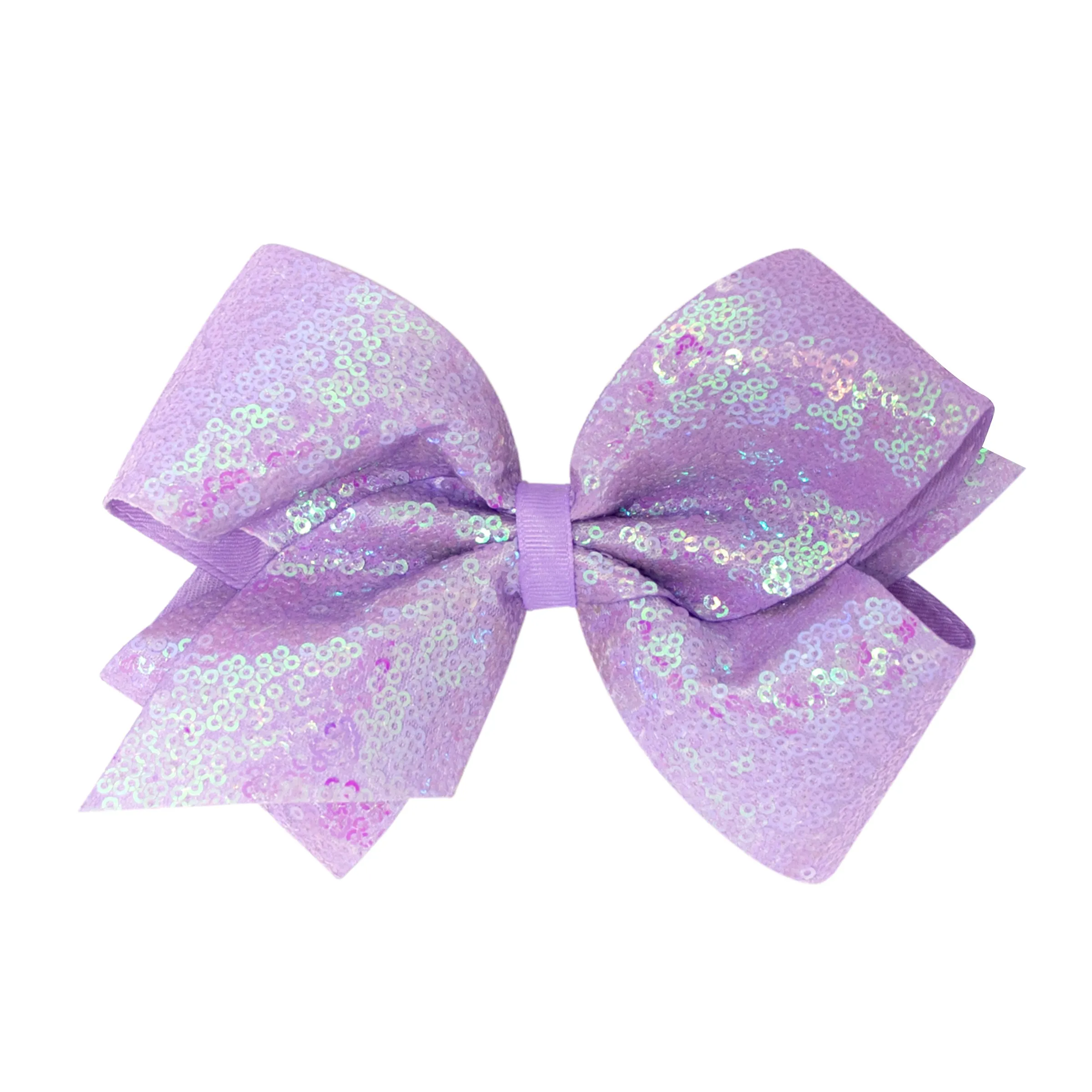 King Iridescent Sequin Hair Bow on Clippie - 12 Colors