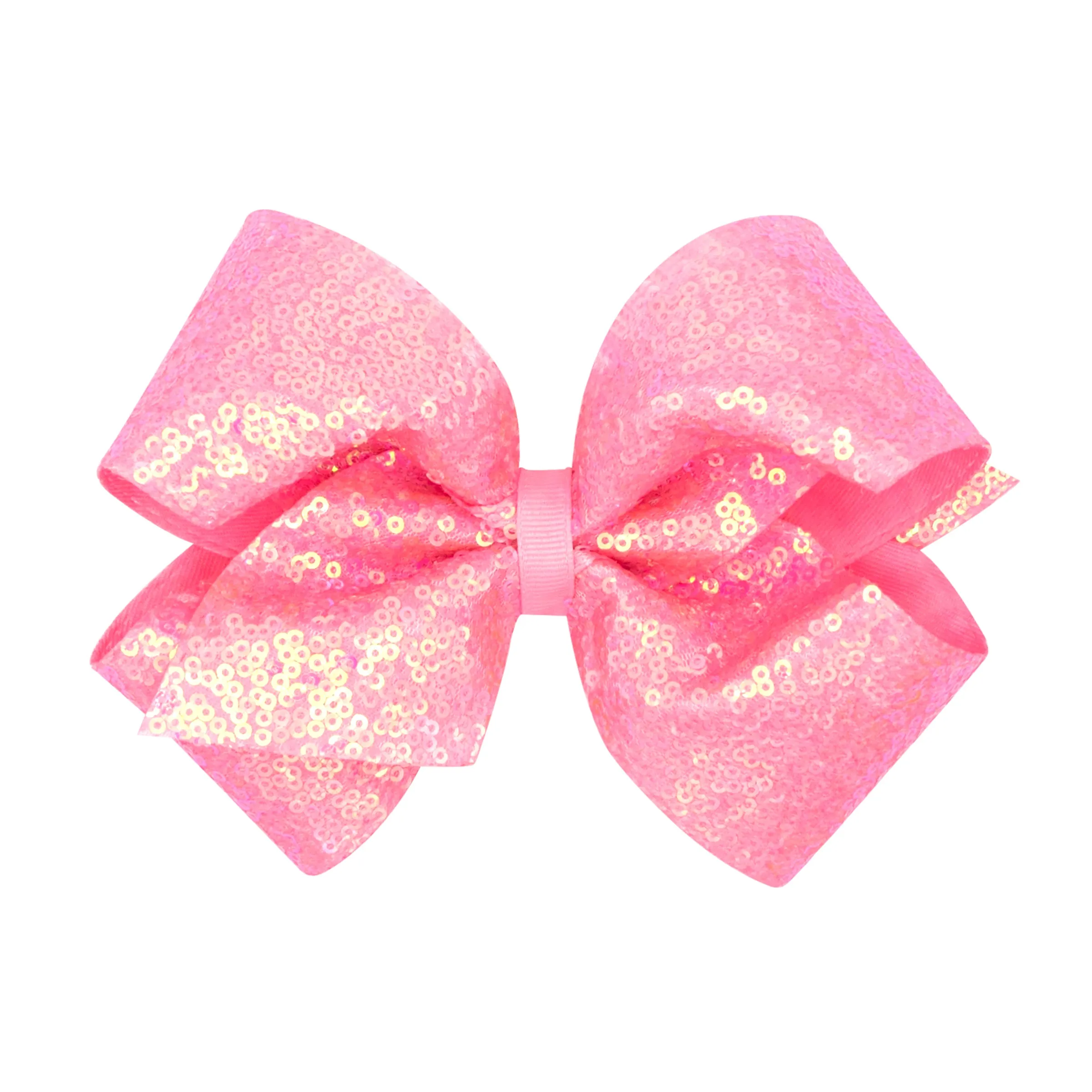King Iridescent Sequin Hair Bow on Clippie - 12 Colors